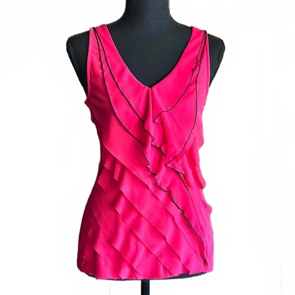 Express Women’s Sleeveless Top Size XS Hot Pink Ruffle Front Chic